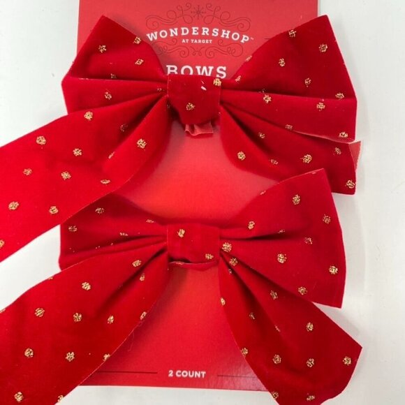 Target 2ct Metallic Polka Dot Christmas Decorative Bow Red - Wondershop™ - Picture 5 of 6